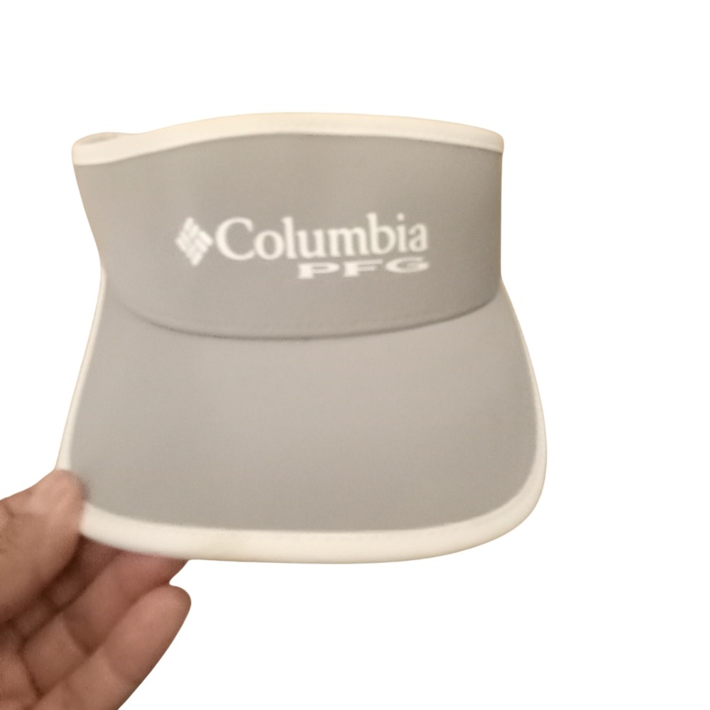 Columbia PFG Gray White Performance Fishing Gear Sun Visor Adjustable Hat